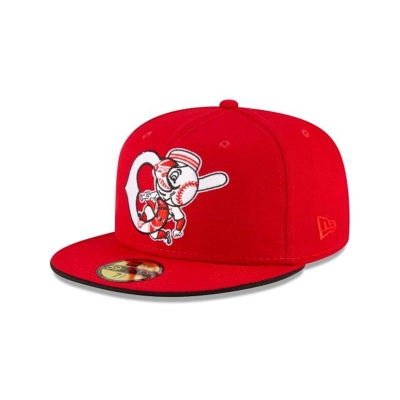 Red Cincinnati Reds Hat - New Era MLB Double Logo 59FIFTY Fitted Caps USA2864317